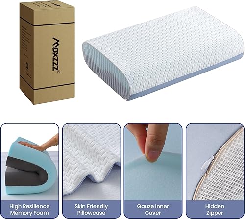 Miniatura 7 de Maxzzz Almohadas de espuma viscoelástica, almohadas de enfriamiento de gel, almohada para dormir, funda de almohada extraíble lavable a máquina,