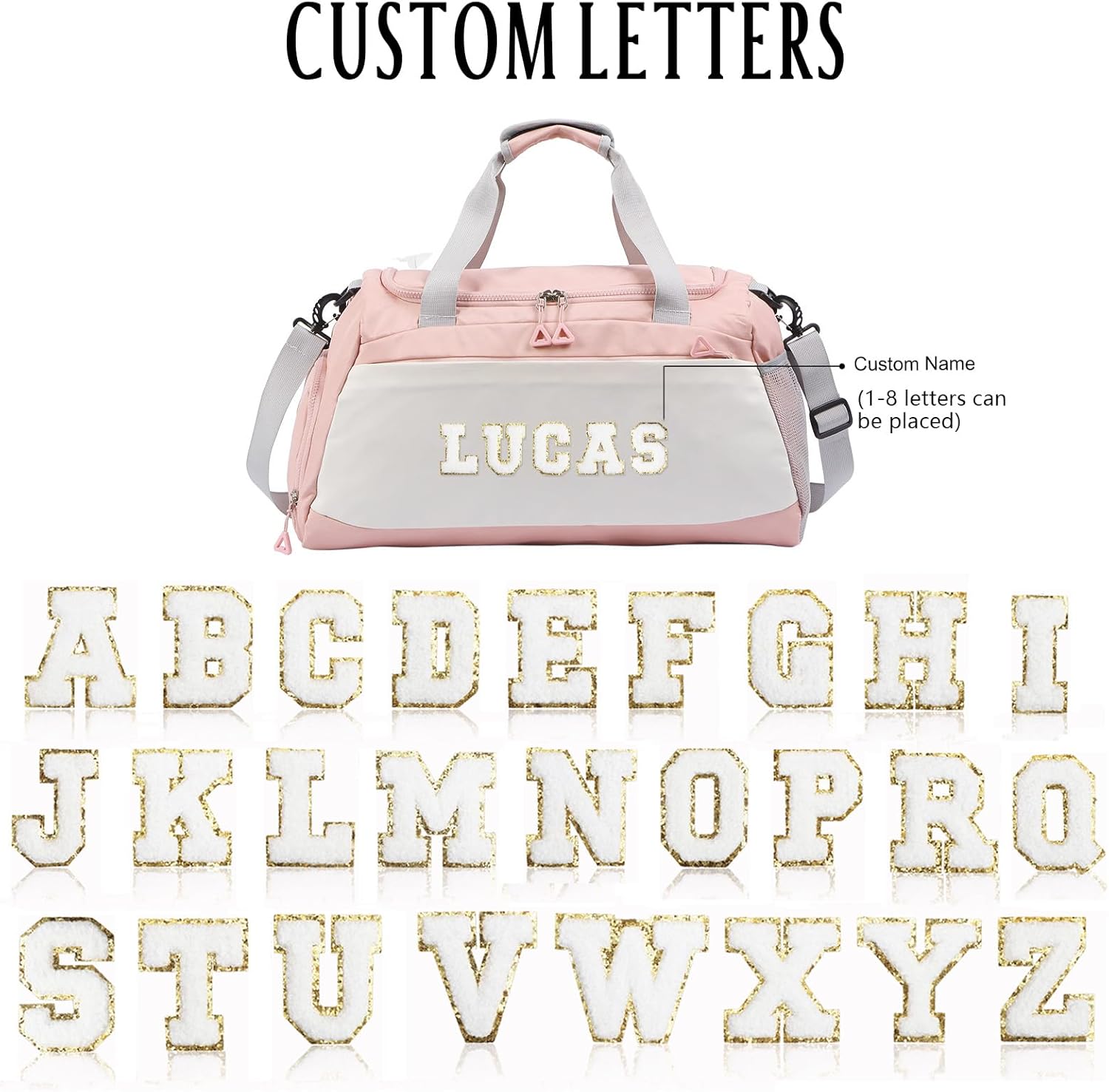 Personalized Travel Bag for Women Custom Duffle Bag with Name Customized Overnight Bag with Initials Sports Gym Bags Bridesmaid Gifts for Women Men (Pink-1)
