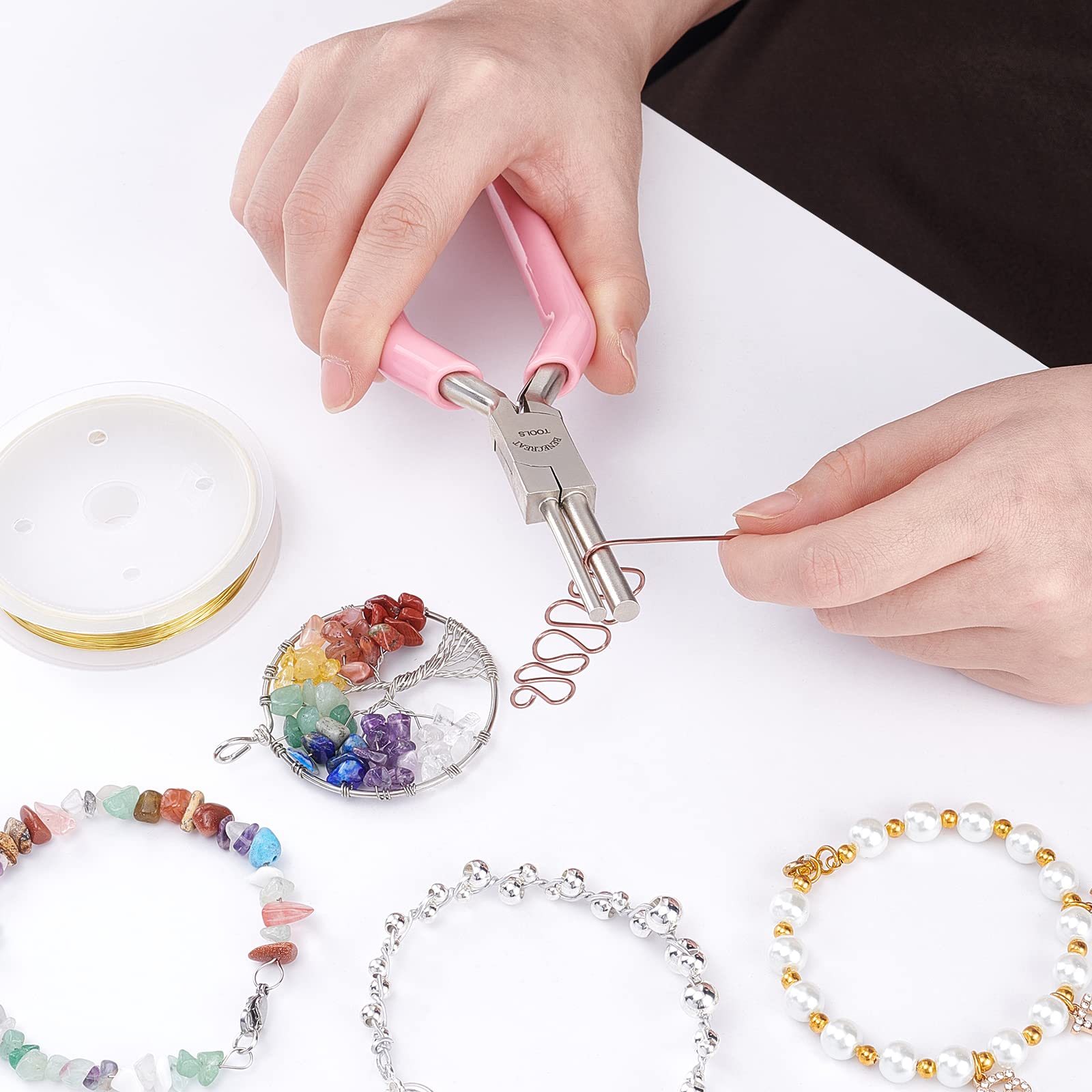Pince à Boucler Fils BENECREAT - Bec Rond Précision 2-8mm, Poignée Antidérapante, Pour Bijoux