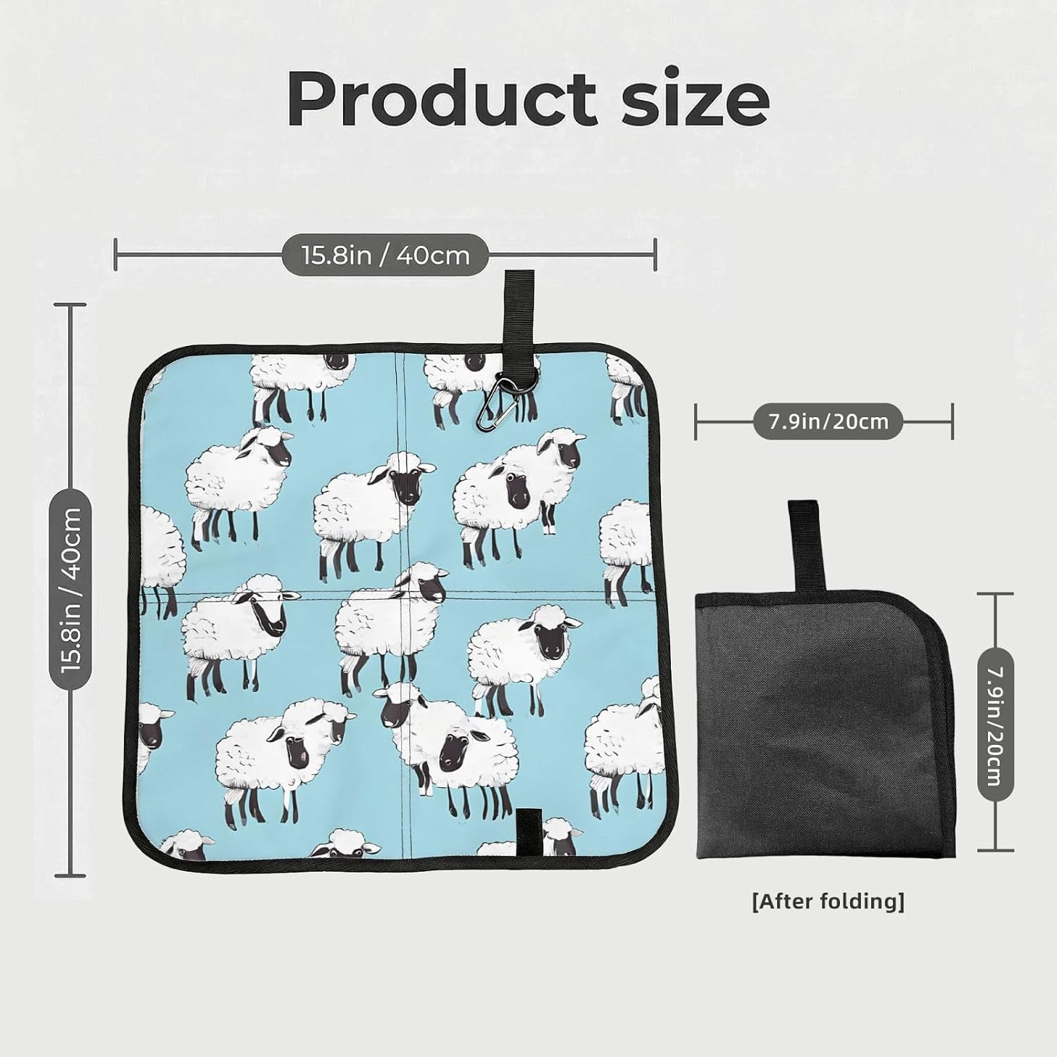 (Cute Cartoon Sheep) Sitting Pad Foldable Seat Cushion Lightweight Camping Seat Mat with Hook for Outdoor Hiking Picnic Camping