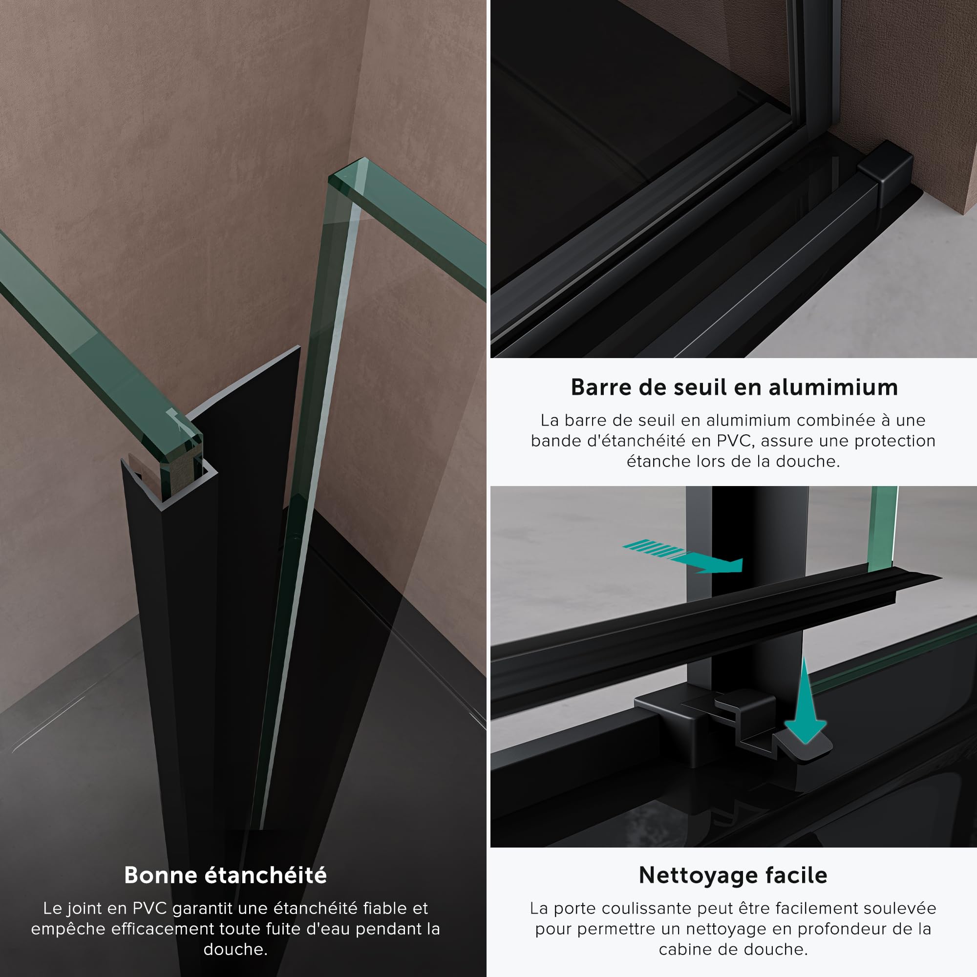 Sogood Porte de Douche Coulissante 130x195cm pour Niche 130cm Paroi de Douche Transparente Verre de Sécurité avec Revêtement Anti-calaire Teramo12