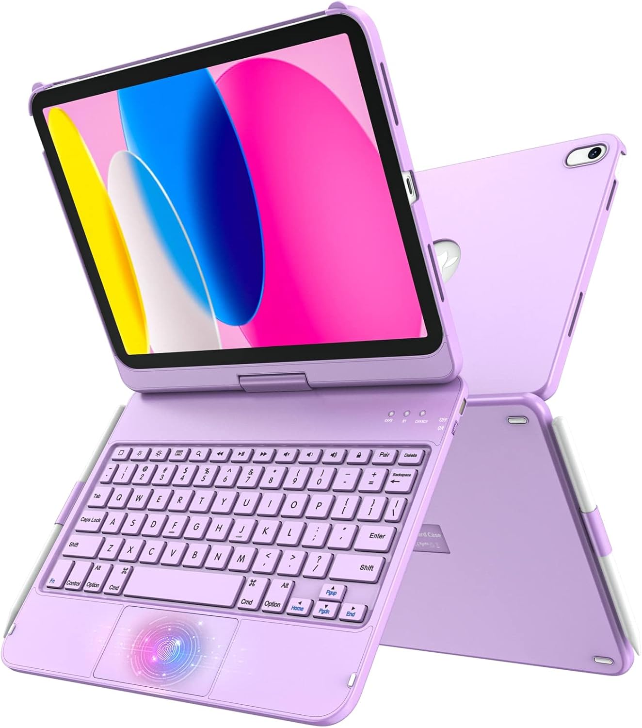 GGH Touch Keyboard Case for iPad (A16) 11th Generation 11 inch 2025&10th Gen 10.9 inch 2022, 360° Rotate for iPad 10th Generation Case with Keyboard with Pencil Holder Rose Gold