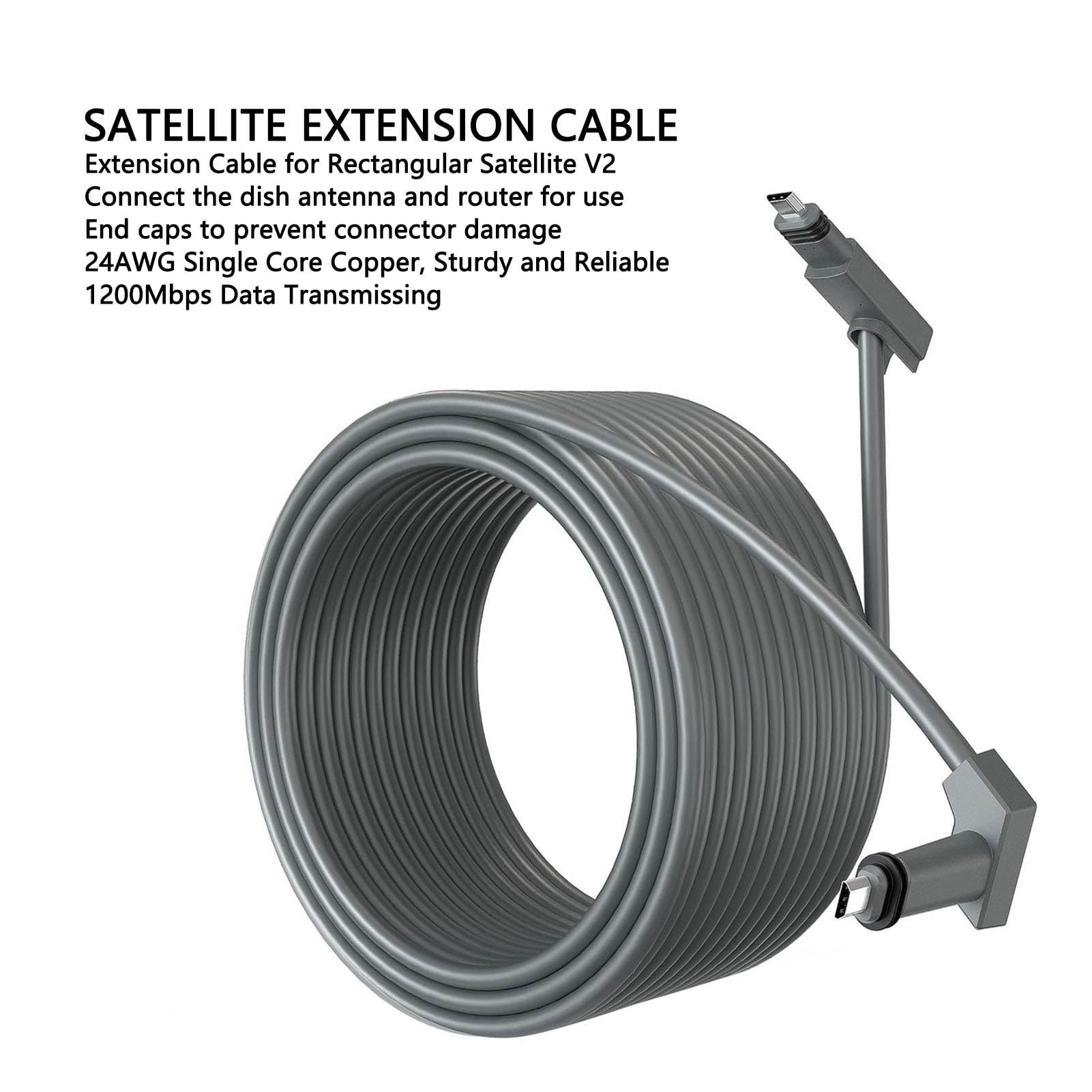 Bewinner Câble pour Adaptateur Ethernet Câble D'extension Satellite étanche pour Satellite Rectangulaire V2, Gris 147,6 Pieds 45 M