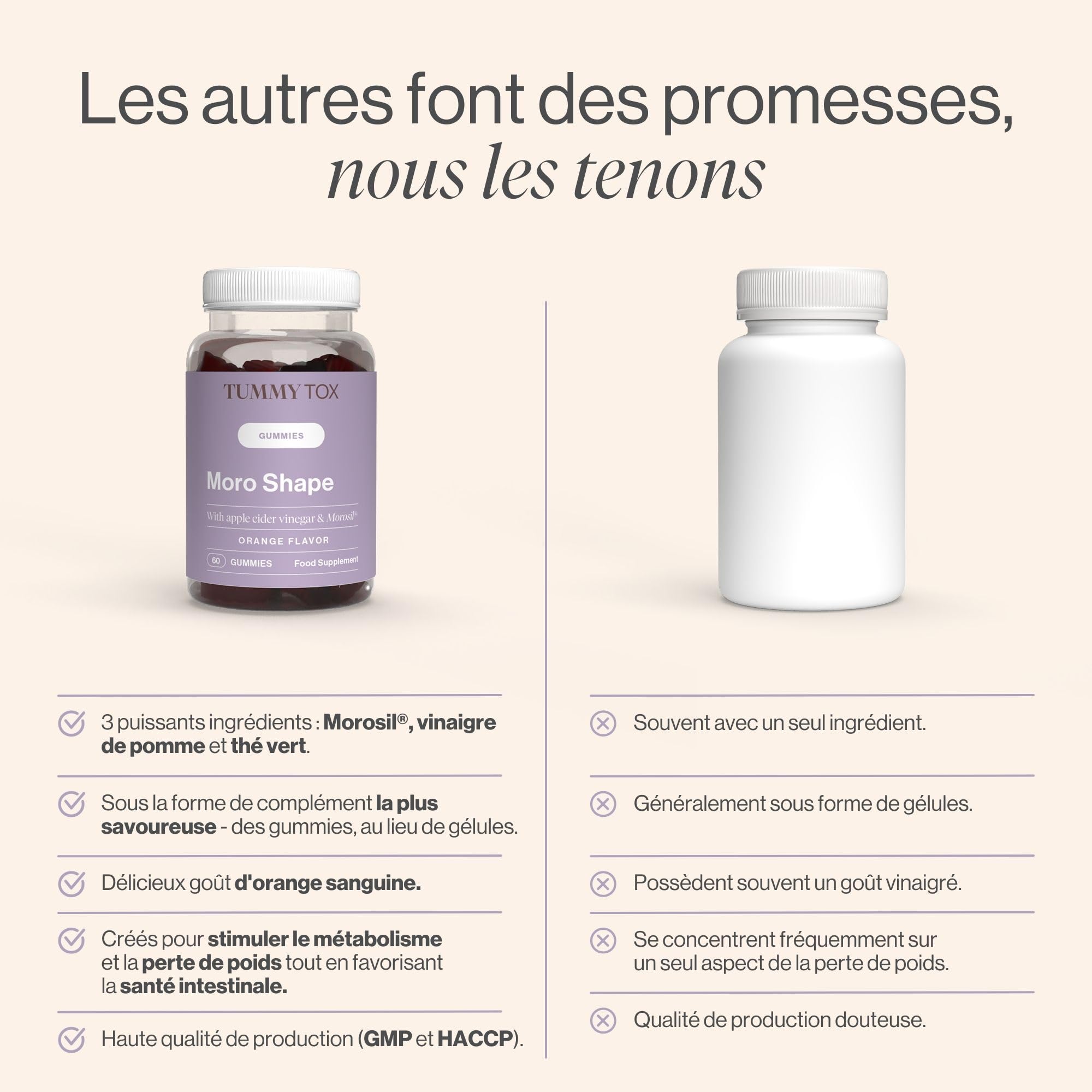 TummyTox Moro Shape - Gummies Vinaigre de Pomme, 60 Gummies | Morosil, Vitamine C et Extrait de Thé Vert, Goût Orange, Gummies Naturelles