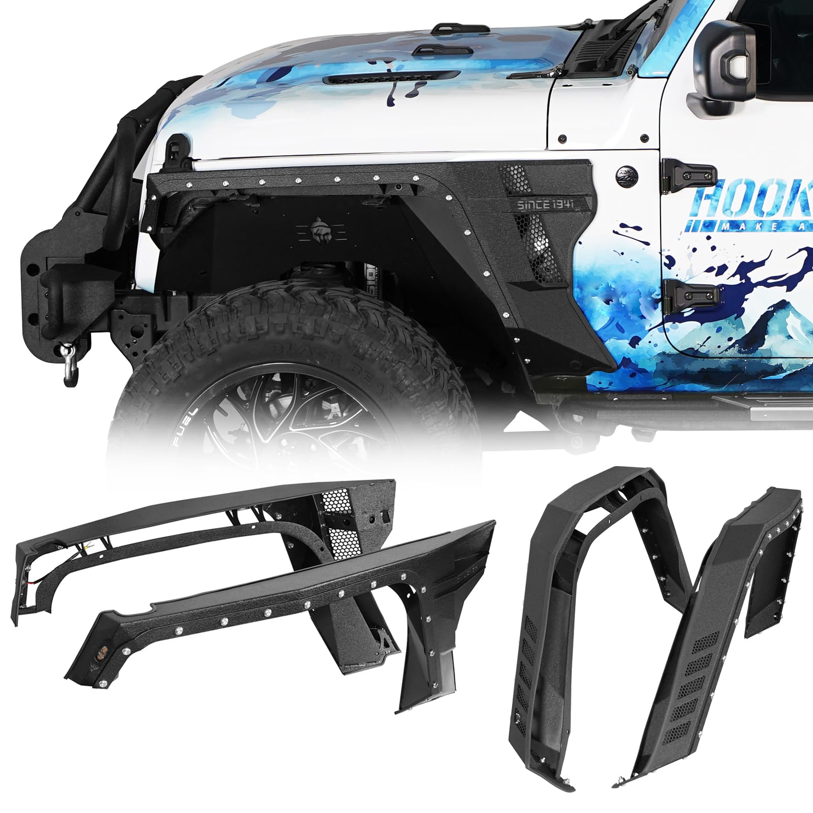 【新品】Jeep Gladiator JTハイフェンダー用 4本セット Amazon.com: Fender Flares Extensions Set Compatible with