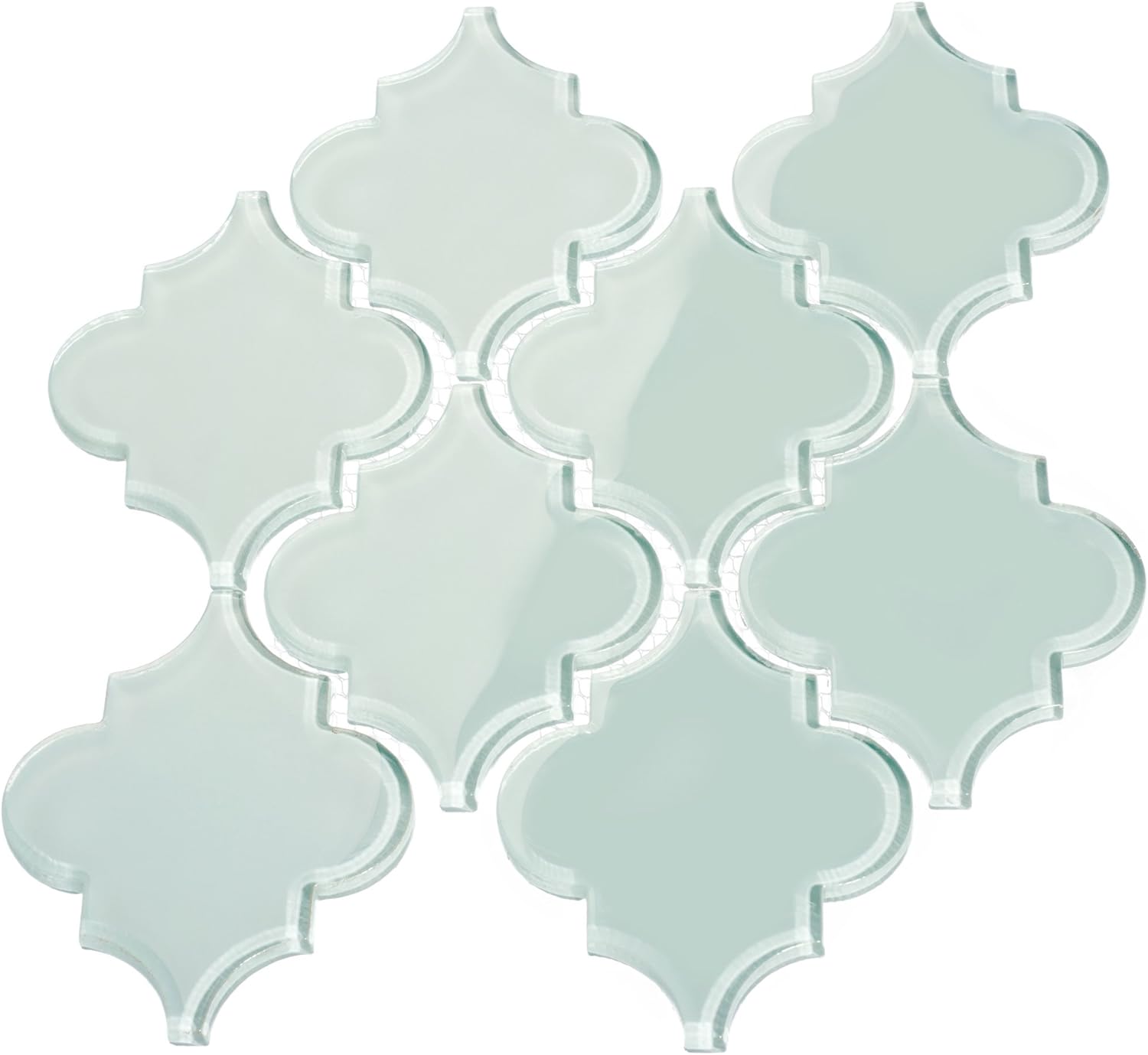 Giorbello Glass Arabesque Tile (11 Sheets (Case), Baby Blue)