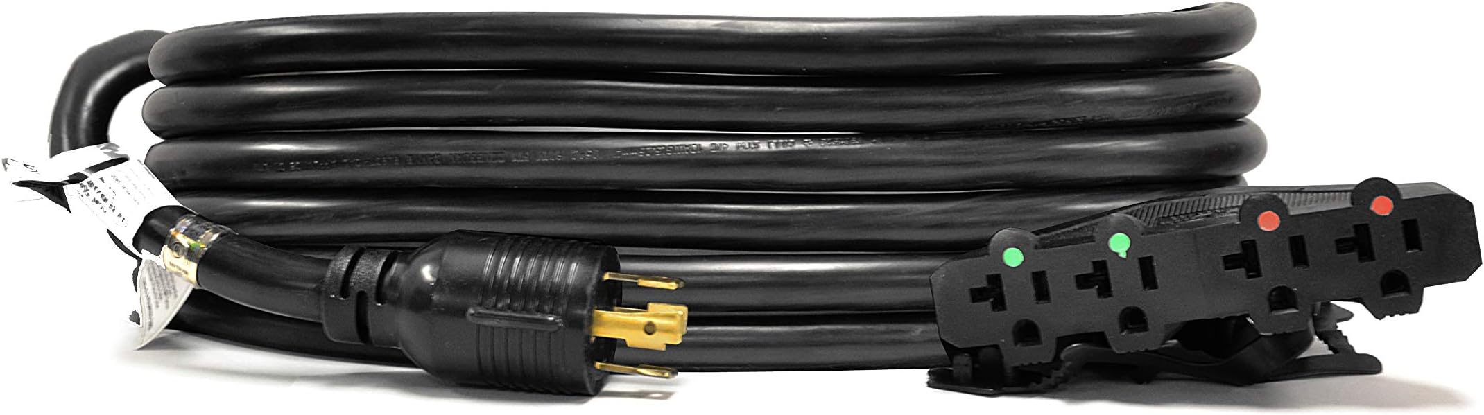 Ceptics GN-CD-2-10 L14-30P to 4 x 5-15/20R Generator Distribution Power Cord (10' Feet) -Industrial Grade, Heavy Duty (5 Year Warranty), 10, Black, Ft