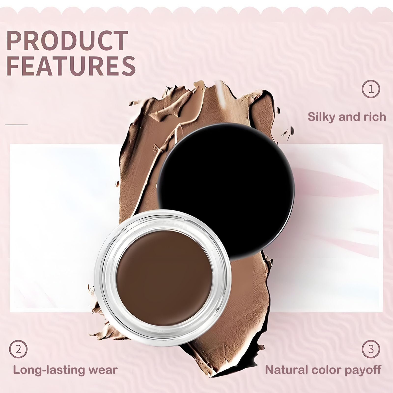 Waterproof Gel Eyeliner & Brow Pomade in Brown, Long-Lasting Smudge-Proof High Pigment Formula, Dual Use for Eyes & Brows - Image 2