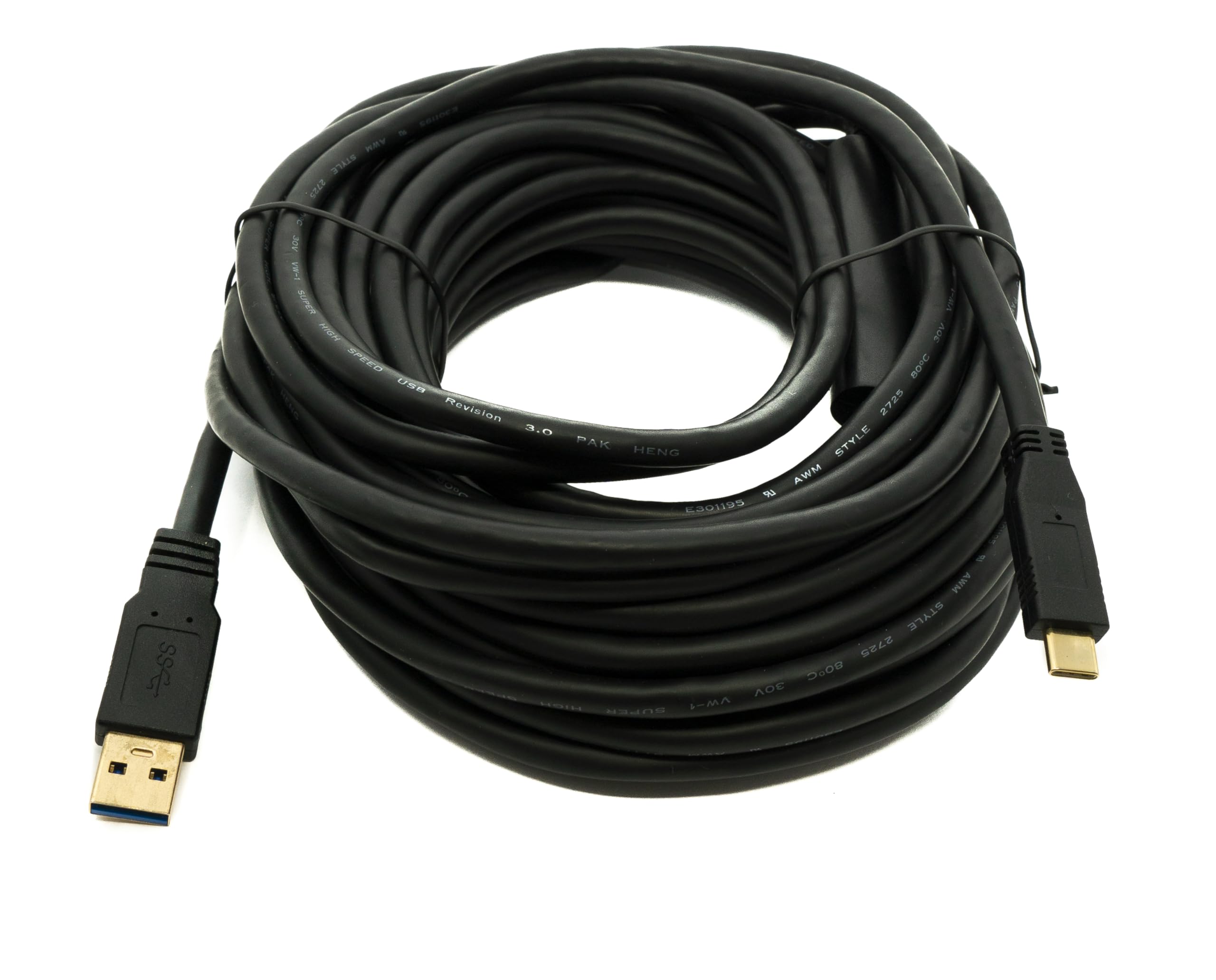 System-S Cavo USB 3.1 12 m tipo C maschio a 3.0 A maschio ripetitore adattatore 5 Gbps 100 W in nero