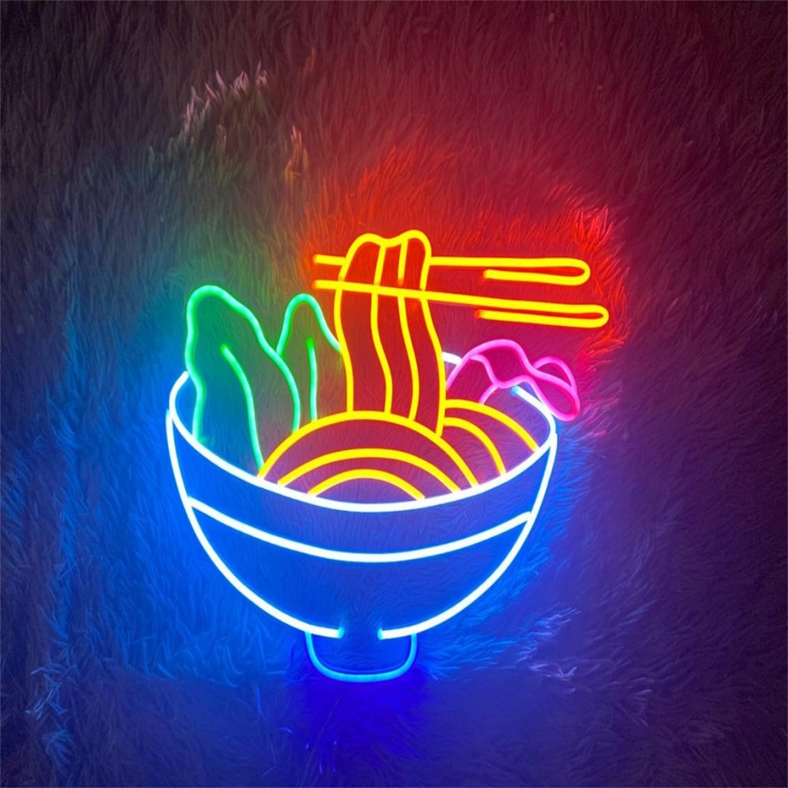 FINOTI Ramen Led Neon Lights for Wall Decor Noodle Light Up Signs for Restaurant Home Bar Kitchen Cafe Japanese Noodle Shop Decorations USB With Switch,N