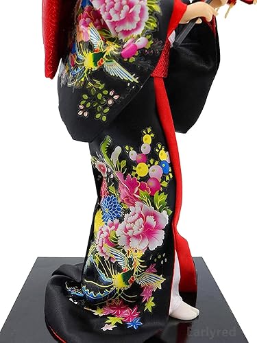 Miniatura 4 de Earlyred Muñeca kimono de geisha japonesa de 12 pulgadas, muñeca kimono asiática, figura coleccionable, decoración de regalo, color rojo