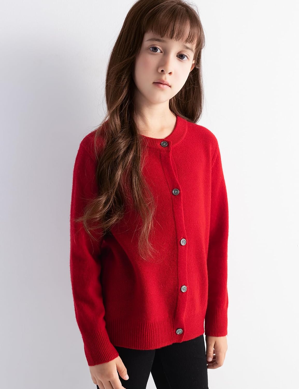 Chanyarn Girls 100% Merino Wool Cardigan Fall Winter First-Line Ready to Wear Crewneck Long Sleeve Seamless Sweater