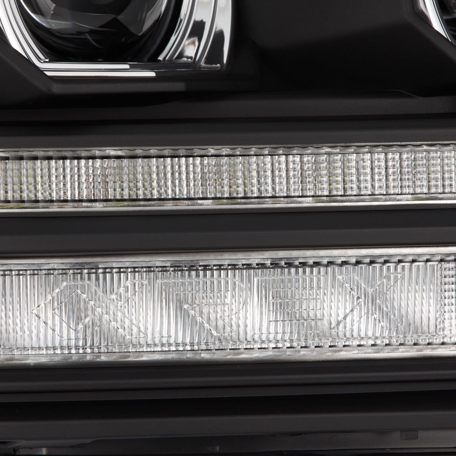 AlphaRex 09-18 Ram 1500/2500 PRO-Series Proj Headlights Black w/Sequential Signal and Top/Middle DRL