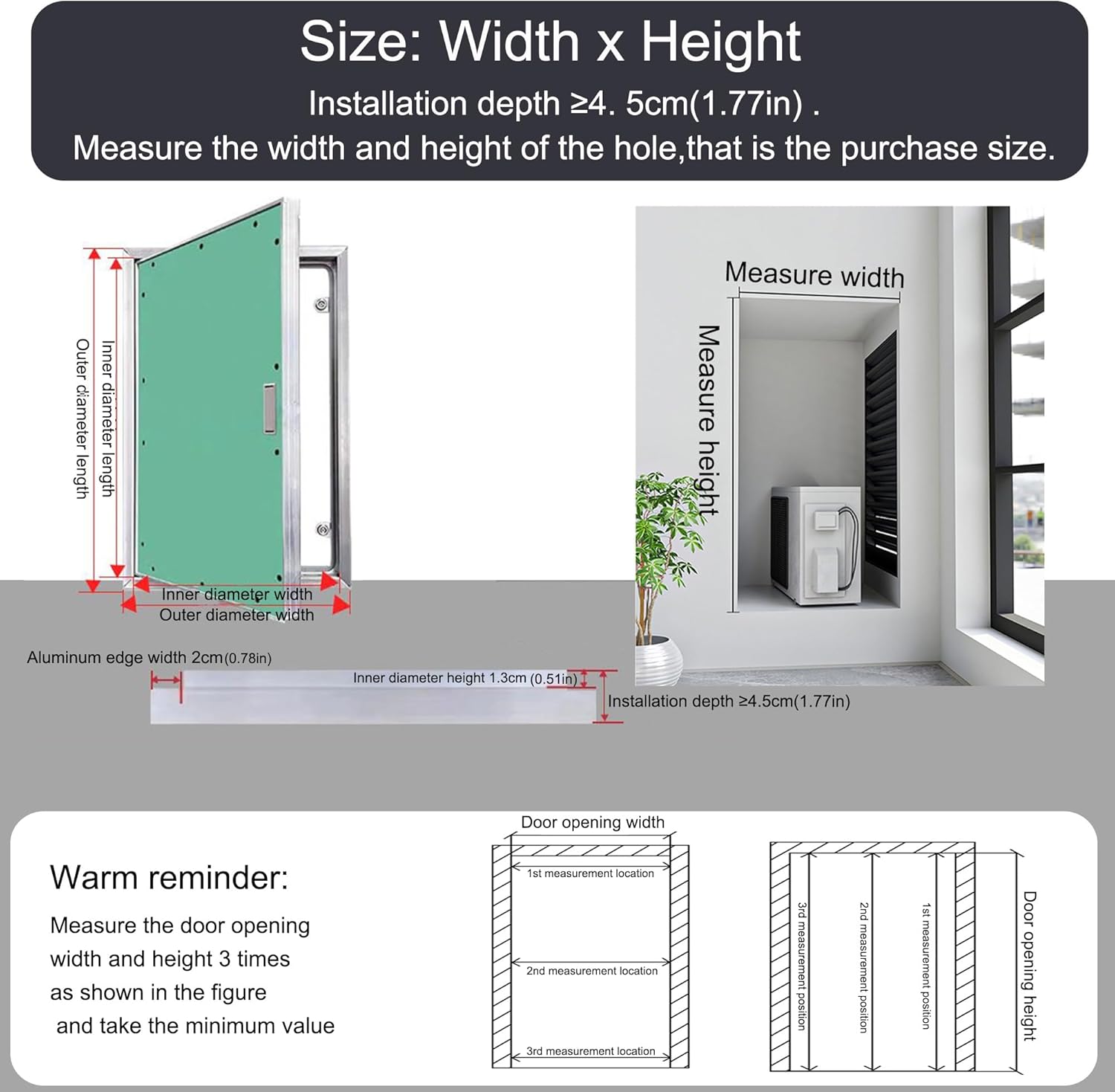 Aluminum Hidden Wall Access Panel for Drywall Plumbing Electrical （Customizable）(750x850mm/29.5x33.5in)