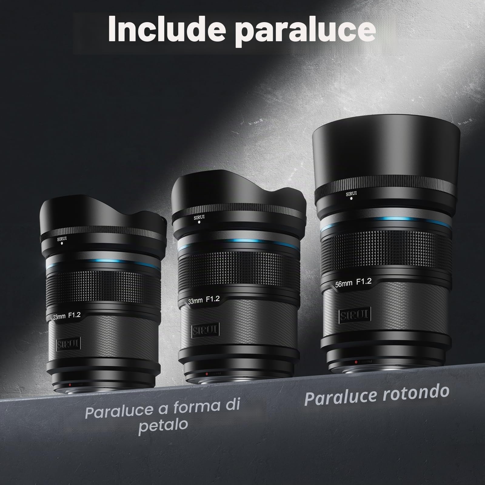 SIRUI Sniper Set Obiettivi Grandangolo Autofocus APS-C 23mm, 33mm, 56mm F1.2 per A5, A6, FX30, ZV-E10 (Attacco E, Nero)