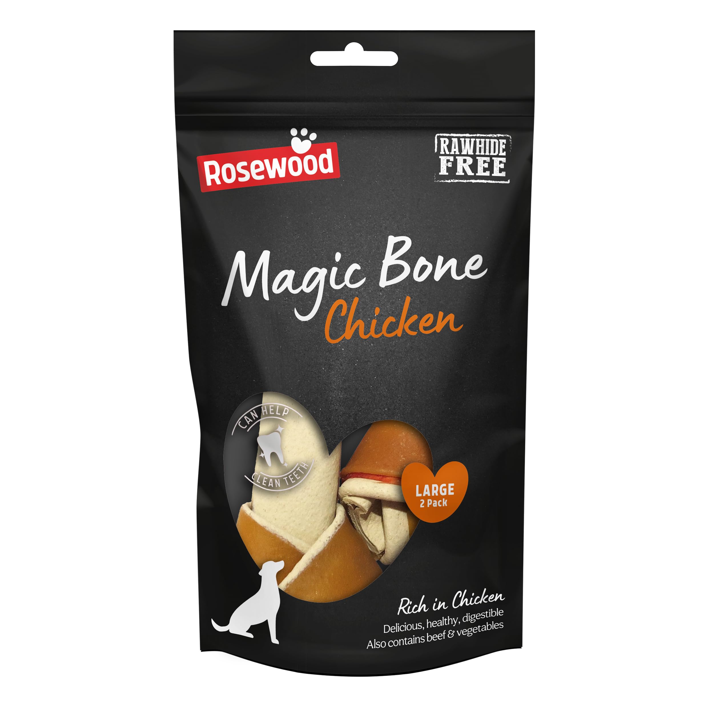 Rosewood Magic Bone Chicken Treats for Dogs, Chicken Flavour Dog Treats, Rawhide Free