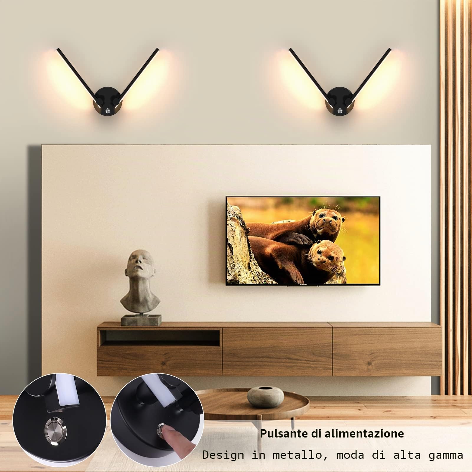 KAWELL 10W Interno Moderno LED Lampada da Parete con Interruttore | LED Lampada da Muro, Applique da Parete, Ruotabili a 300°, per Camera da Letto Soggiorno Sfondo Muro Corridoio Scale