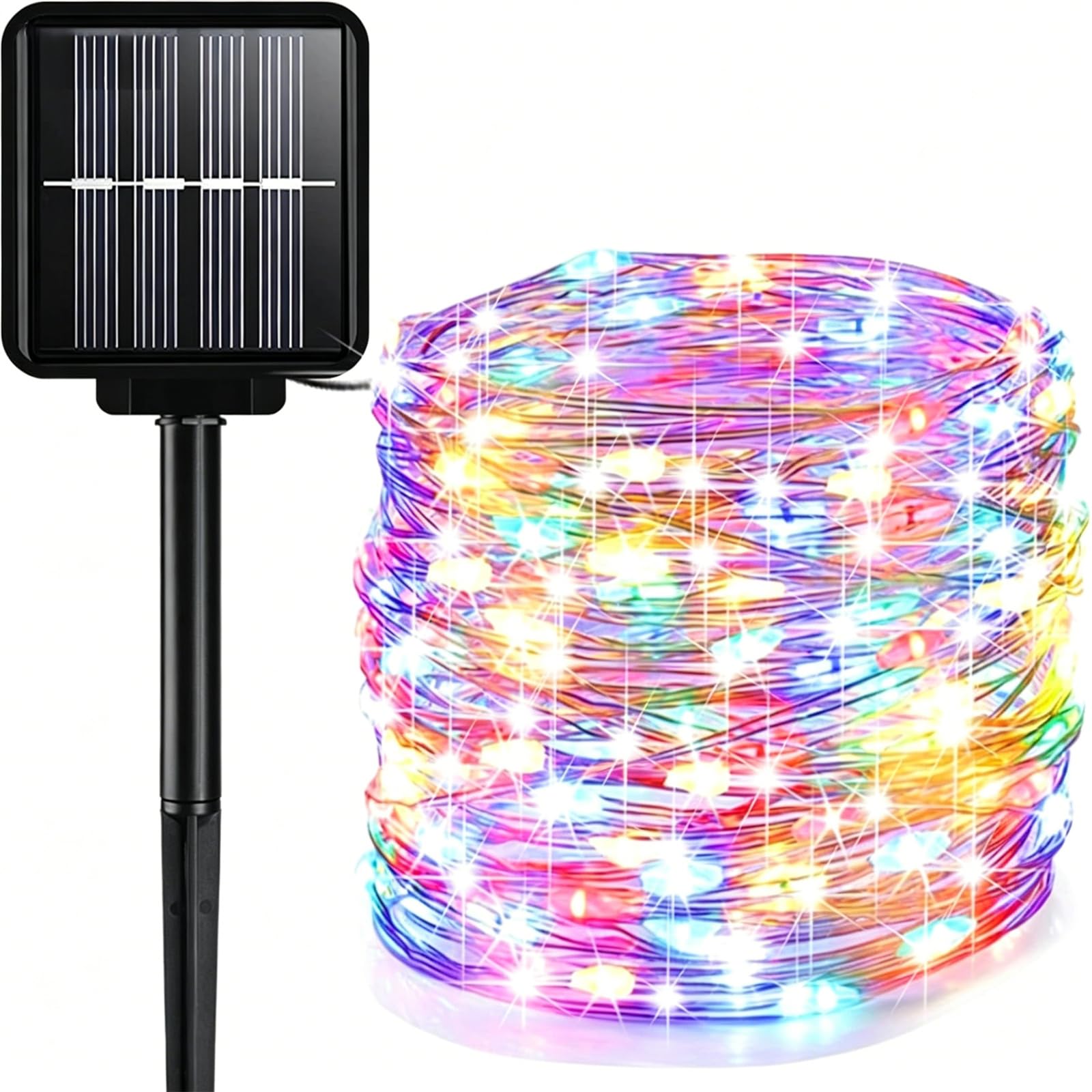 ENEN LED Solar Lights Outdoor Garden, 8 Modes Hanging Indoor/Garden Lights, IP43 Waterproof Garden Ornaments Outdoor, for Gazebo Patio Home Christmas Party Wedding Decor (Colorful,12M/100LED)