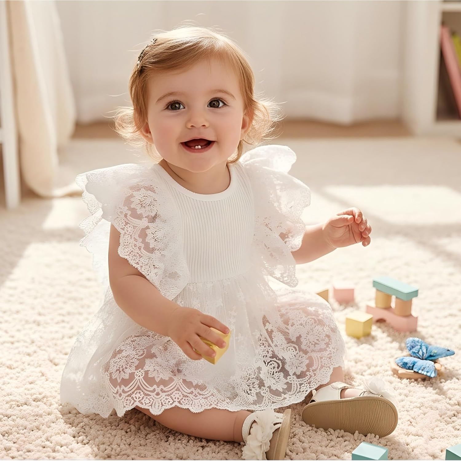 Baby Girl Romper Dress Ribbed Newborn Lace Boho Tutu Dresses Headband Baptism Photography Wedding Summer Outfit 0-24M - Image 2