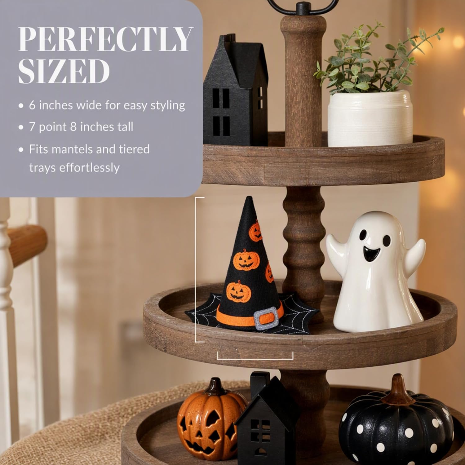 Mud Pie Orange Felt Witch Hat Sitter, Shelf Sitter Decor, Seasonal Holiday Home Giftable Decor