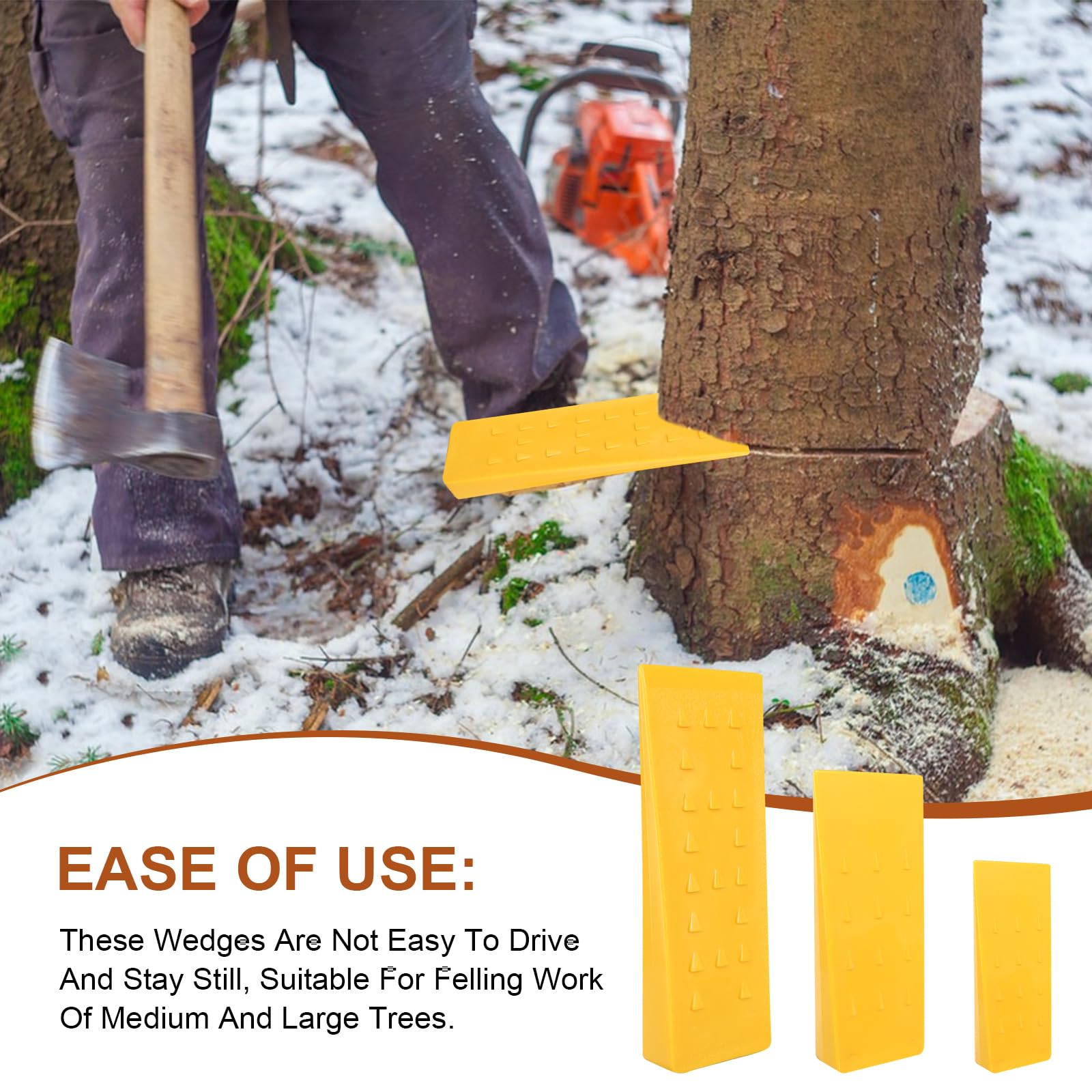 Xnnmzhao Plastic Felling Wedge, 3 Pieces Forestry Wedge, Tree Wedges, ABS Impact-Resistant, Chainsaw Felling Wedge Set Matching Gloves, Tree Felling