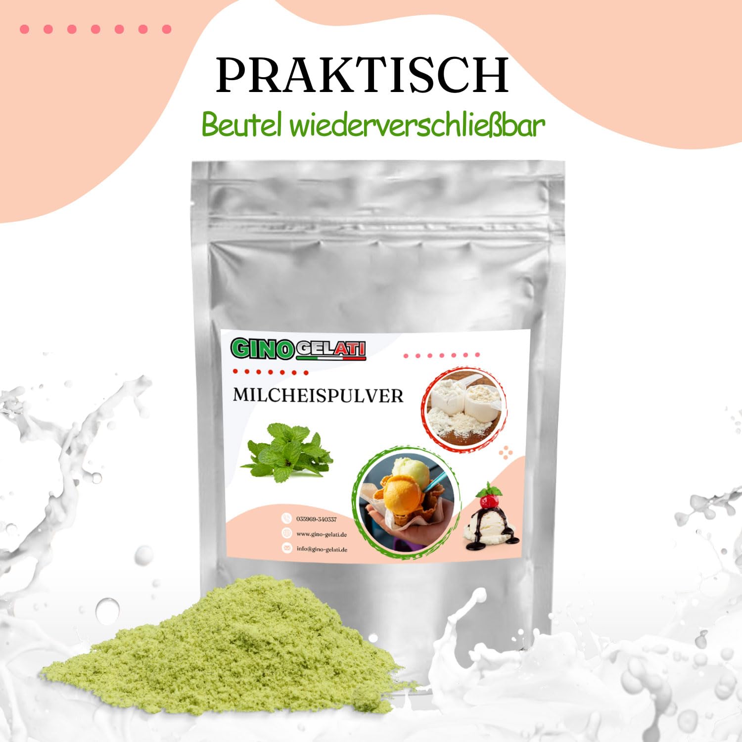 Gino Gelati Schoko Milcheis Pulver 1 Kg mit verschiedenen Schokoladen- Geschmäckern, Intensiver Geschmack, schnelle und einfache Zubereitung, Schokoladiges Dessertpulver