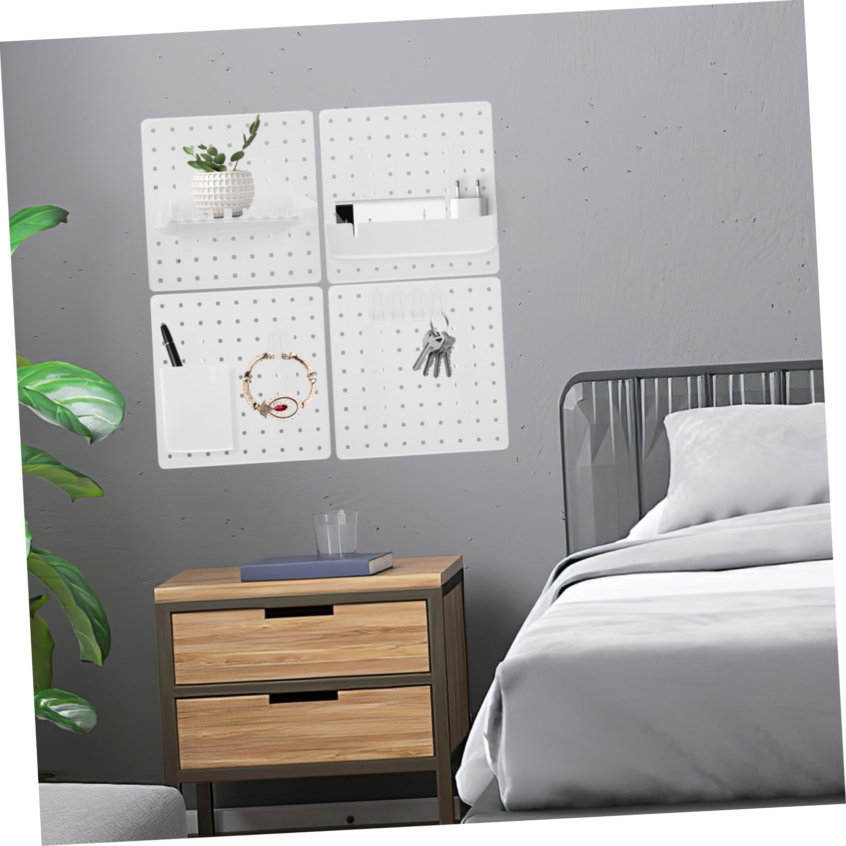 ULTECHNOVO Organisateur Mural Panneau Perforé Adhésif Blanc Abs 12 Pièces