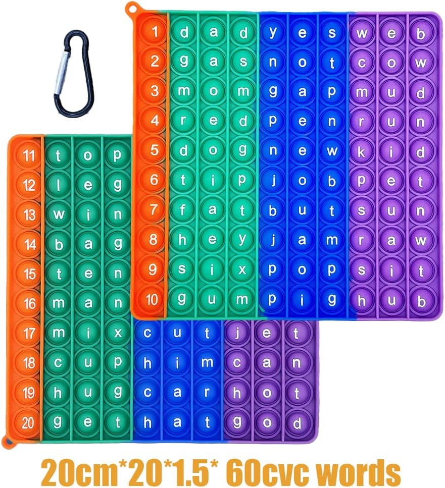 Rainbow Rat Killer Stress-Relieving Silicone Press Button Desktop Toy Children's Finger Bubble Fun Stress-Relieving Pendant /CVC Word Double-Sided