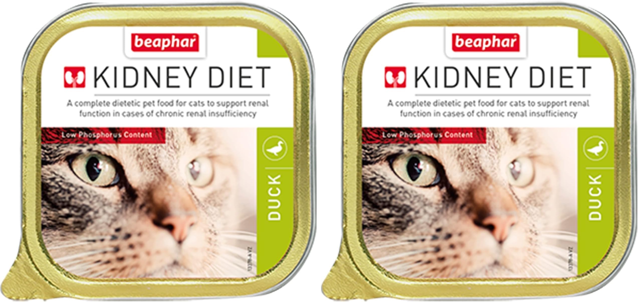 Beaphar | Kidney Diet for Cats | Supports Renal Function | Renal Insufficiency | Vet Recommended | Kidney Care | Low Protein & Low Phosphorus | Duck Flavour | 100g (Pack of 2)