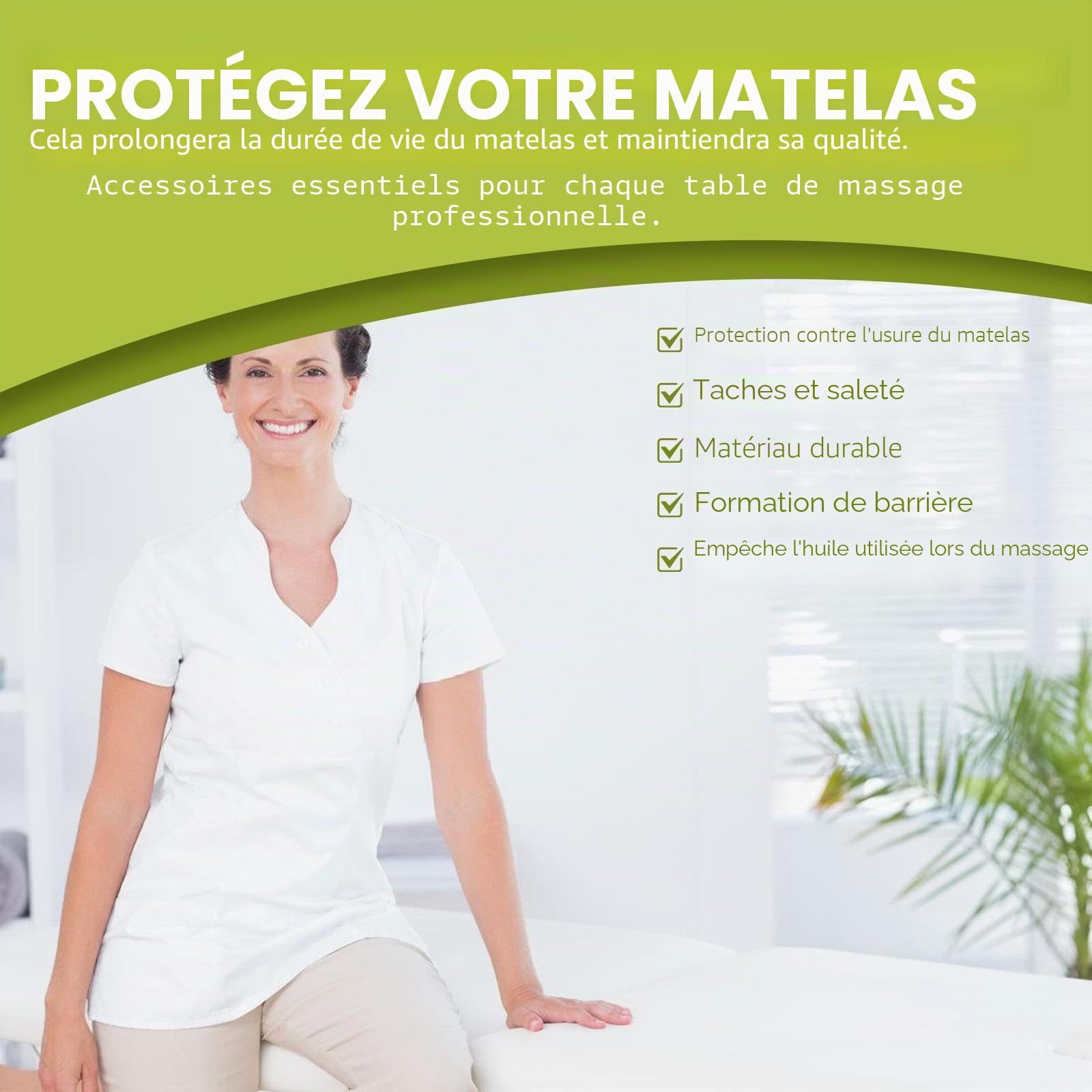Housse pour Table de Massage 190 x 80 cm - Avec Trou, Épaisse, Lavable, Élastique, Anti-Saleté - Pour Tables de Beauté et de Traitement - Blanche