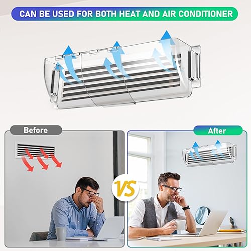 Miniatura 7 de Paquete de 2 deflectores de ventilación de aire ajustables, cubiertas magnéticas de ventilación de piso de 9 a 15.5 pulgadas para CA, pared,