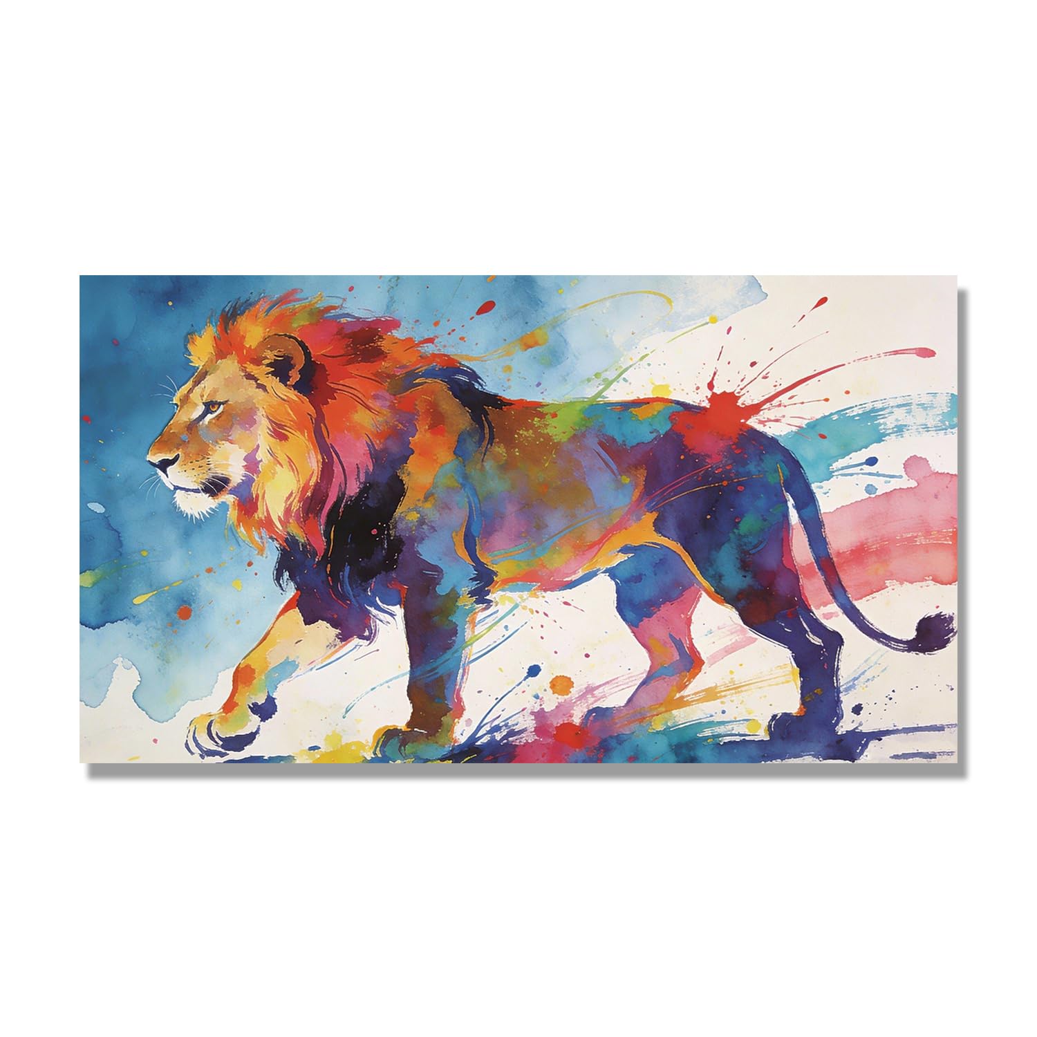Tableau lion abstrait coloré pour sublimer la déco de votre bureau