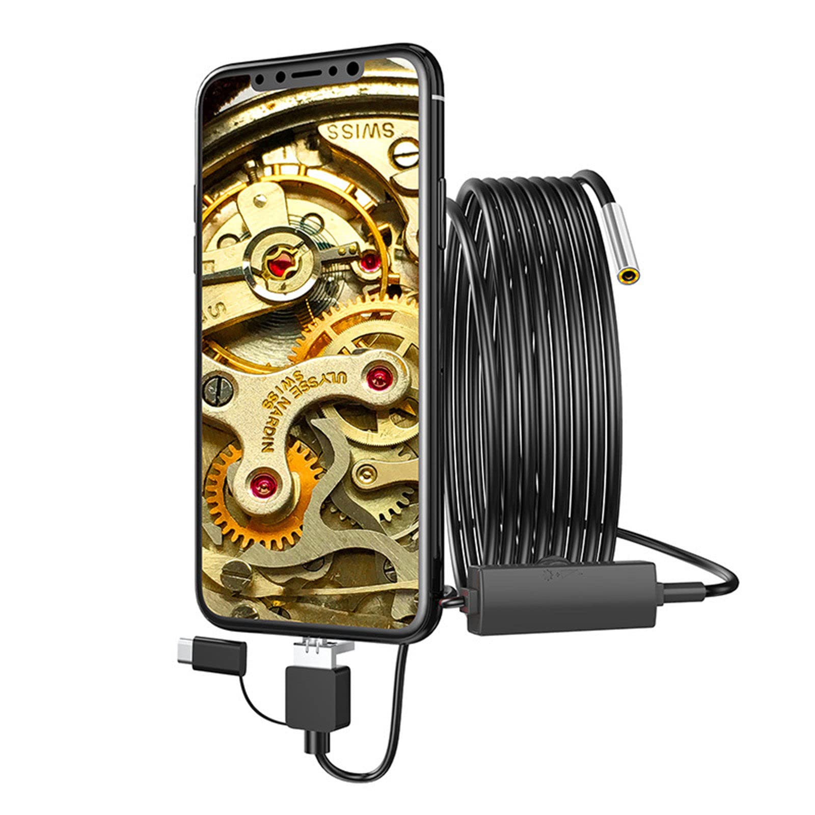 Endoskop do telefonu komórkowego trzy w jednym Usb 3.9mm Hd wodoodporny telefon komórkowy bezpośrednio podłączony do endoskopu do komputera, telefonu, tabletu,5M