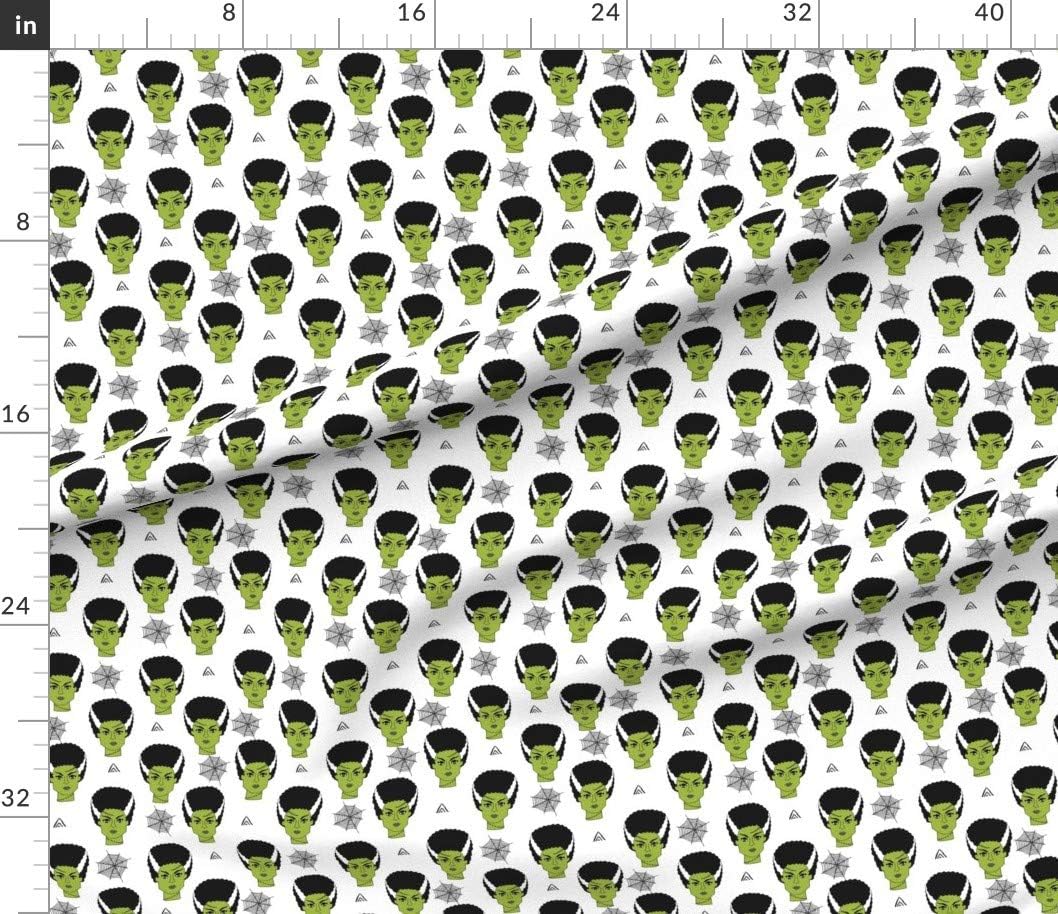 Spoonflower Fabric - Halloween Cute Seasonal Fall October White Green Horror Costume Printed on Petal Signature Cotton Fabric by The Yard - Sewing Quilting Apparel Crafts Decor