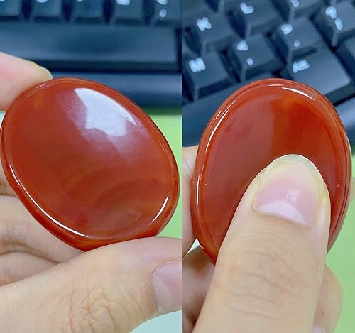 Miniatura 3 de 2 piedras de preocupación para la ansiedad, ágata cornalina roja, lapislázuli, cristales curativos tallados a mano, piedras preciosas de bolsillo,