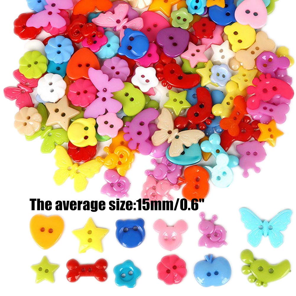 400pcs Cute Animal Fruit Heart Star Resin Buttons 2 Holes Small Sewing Decorative Buttons Beads Charms for Jewelry Scrapbooking Painting Crafts Embellishments(Butterfly) - Image 2