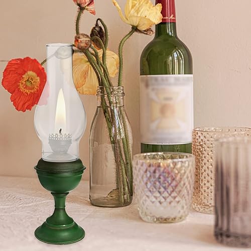 Miniatura 2 de Artibetter Lámpara de aceite de vidrio para chimenea, pantalla de vidrio transparente, linterna de queroseno, lámpara de aceite, repuesto de globo