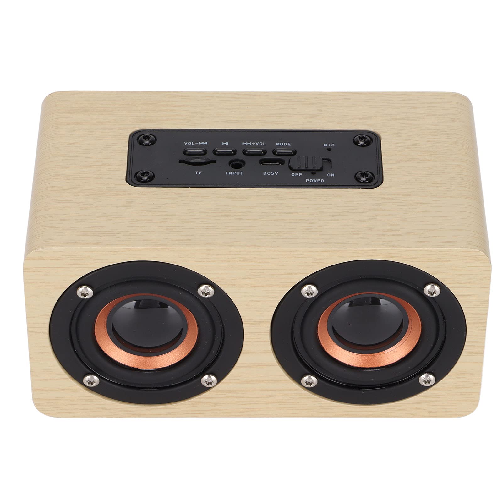 Alomejor Wooden Bluetooth Speaker with Retro Design (Bamboo wood grain | Portatile, doppi driver da 52 mm, connessione AUX da 3,5 mm, tempo di riproduzione lungo, supporta la ricarica micro USB