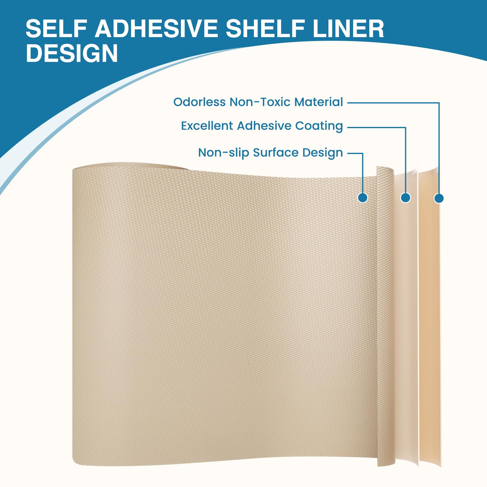 Rivestimento autoadesivo per mensole, fodera per cassetti, colore: cachi