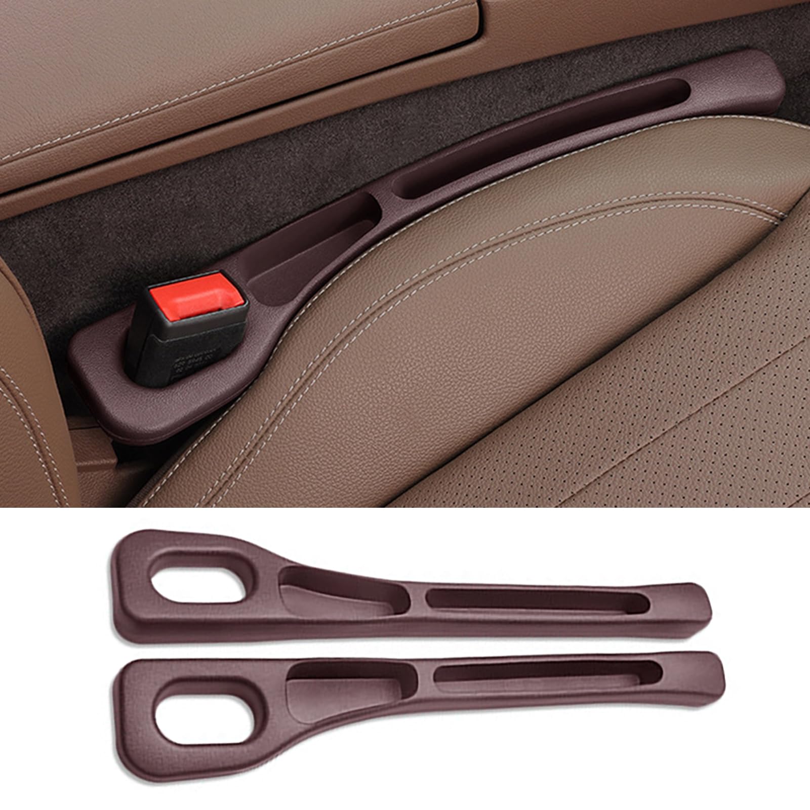ZDPFDC 1 Set Car Seat Gap Fillers for Land Rover Range Rover Evoque/Range Rover Evoque 2000-2023 2024 2025, Seat Gaps Leakproof Plugging Strips Car Organiser Car Interior Accessories,Brown