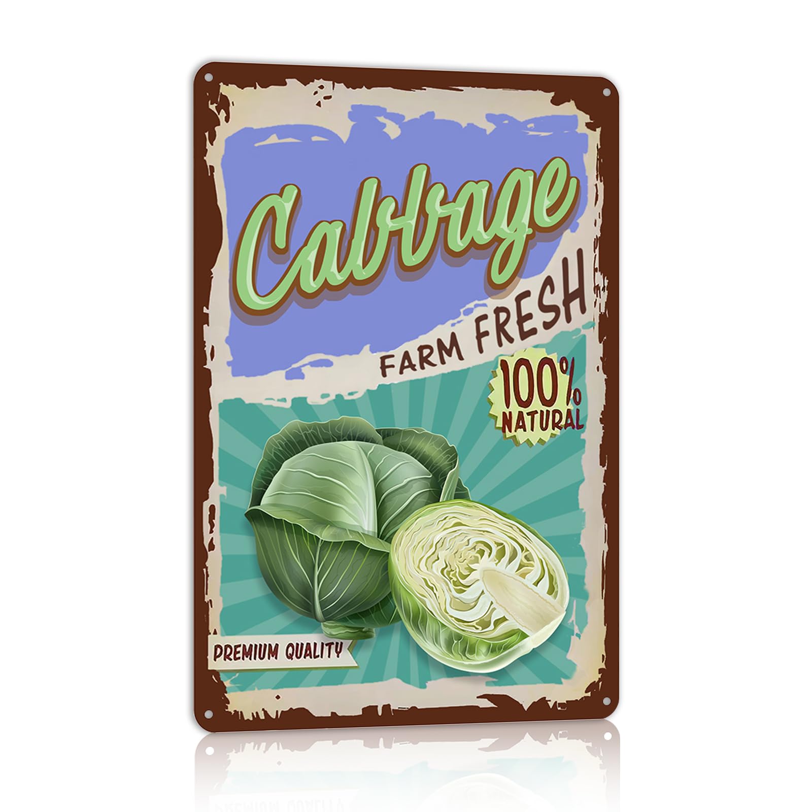 TREEPERI Vintage Vegetable Cabbage Metal Tin Signs Wall Decor for Kitchen Garden Farm Fresh