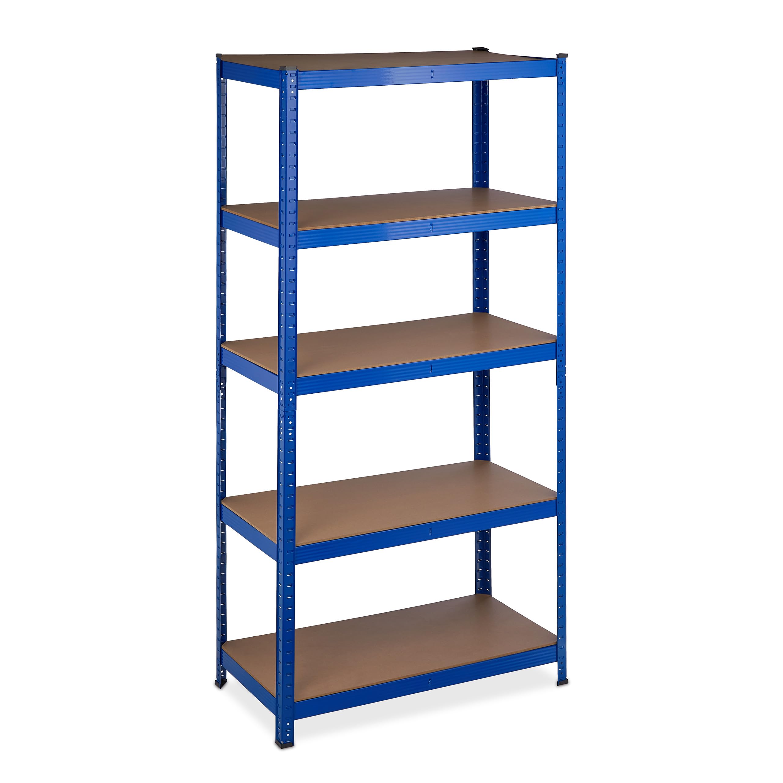 Relaxdays Scaffale in Metallo, capacità 1325 kg, 180x90x45 cm, 5 Ripiani, Casa, Dispensa, Garage & Officina, Acciaio,Blu