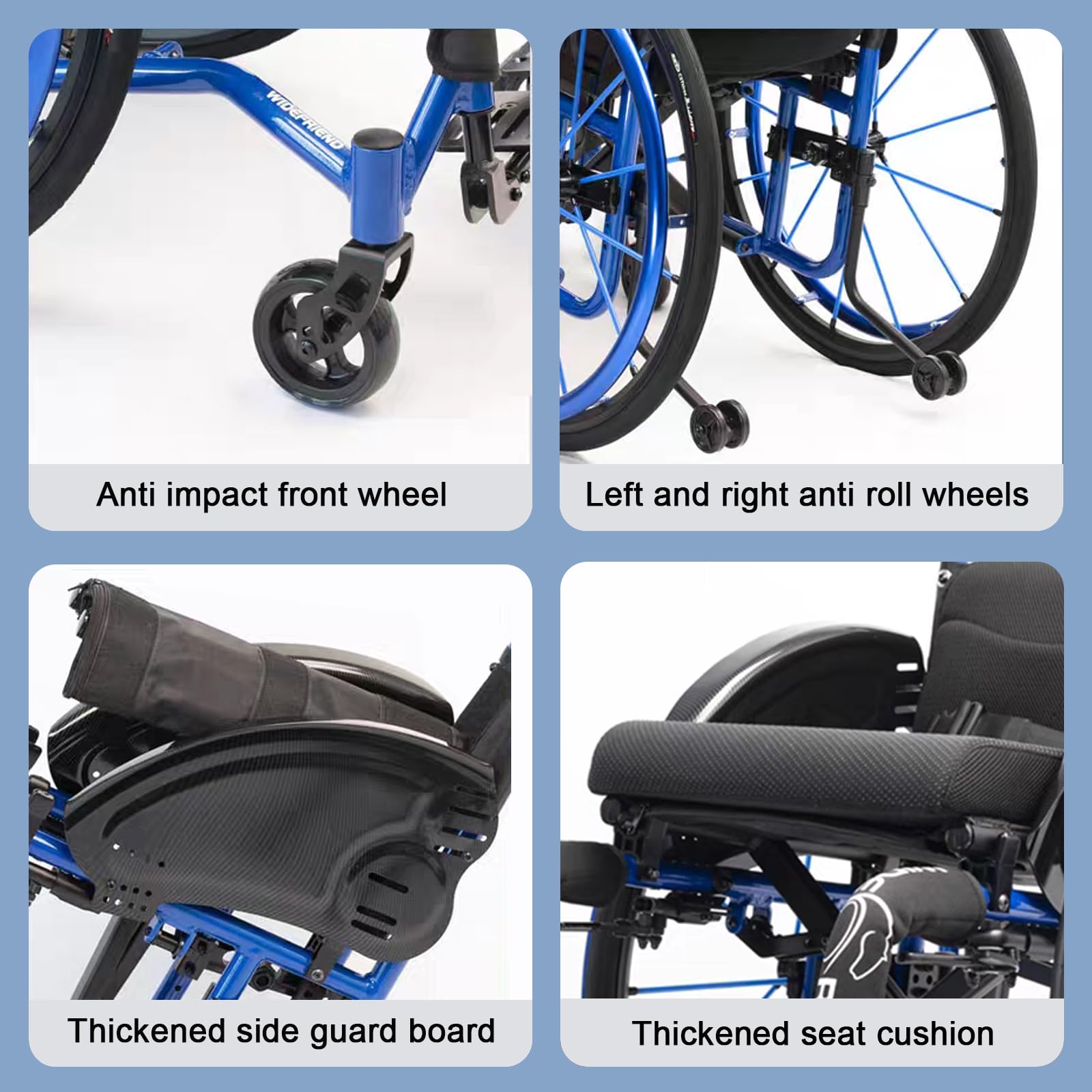Silla de Ruedas Ultraligera,Sillas de Ruedas Manuales Autopropulsables,Sillas de Ruedas Deportivas Plegables Portátiles/Purple/Seat Width 36Cm