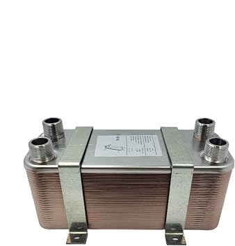 50 Plate Water to Water Brazed Plate Heat Exchanger 1" MPT Ports w/Brackets