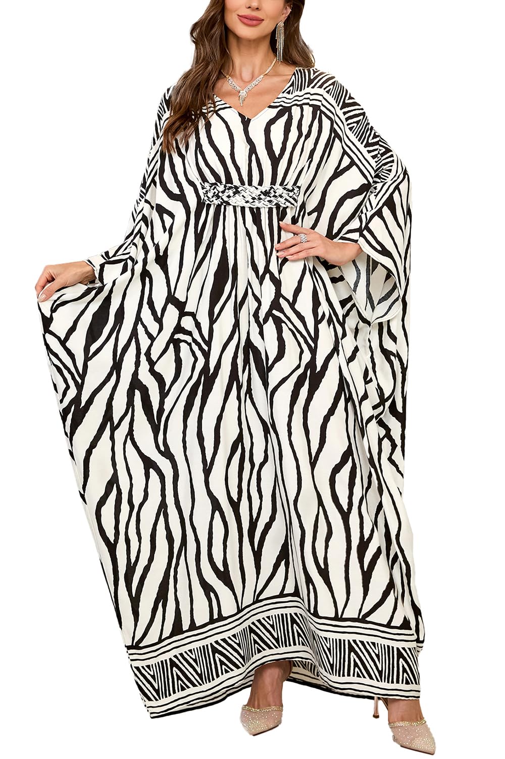 L-Peach Langes Kaftan-Nachthemd für Damen, geräumig, übergro