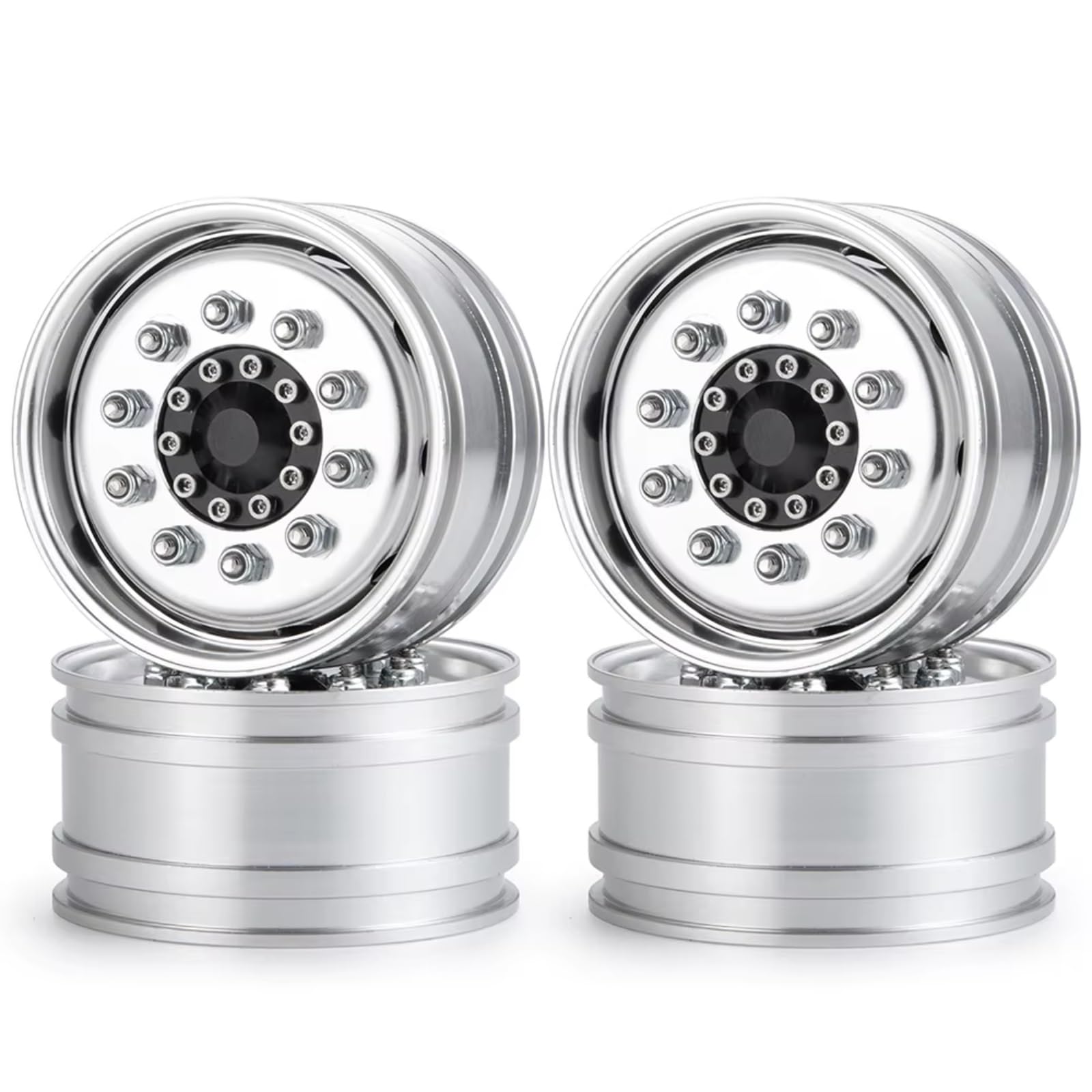 Cerchio Beadlock RC Per Tamiya 1/14 Mozzo Ruota Anteriore Cerchi Lega Alluminio 10 RC Per Arrampicata Rimorchio Carico Camion Ricambi Auto Accessori(4pcs)