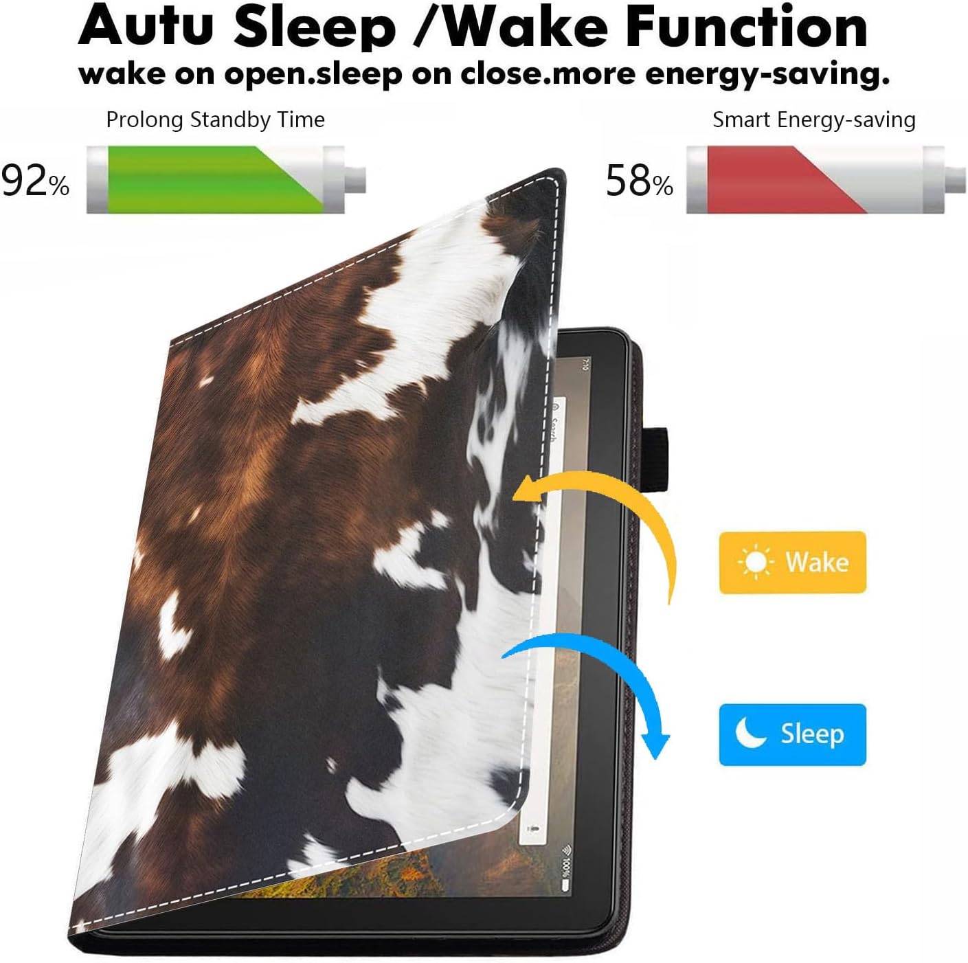 Case for Amazon Kindle Fire HD 10 & 10 Plus Tablet 10.1" (13th/11th Generation, 2023/2021 Release) - PU Leather Folio Cover with Smart Auto Wake/Sleep, Brown Cow Print