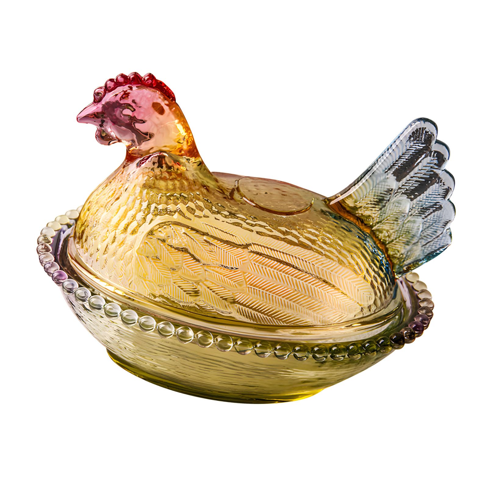 Glass Candy Jar Hen on Nest Candy, Candy Cookie Jar Biscuit Food Storage Container Decorative Snack Bowl with Cover