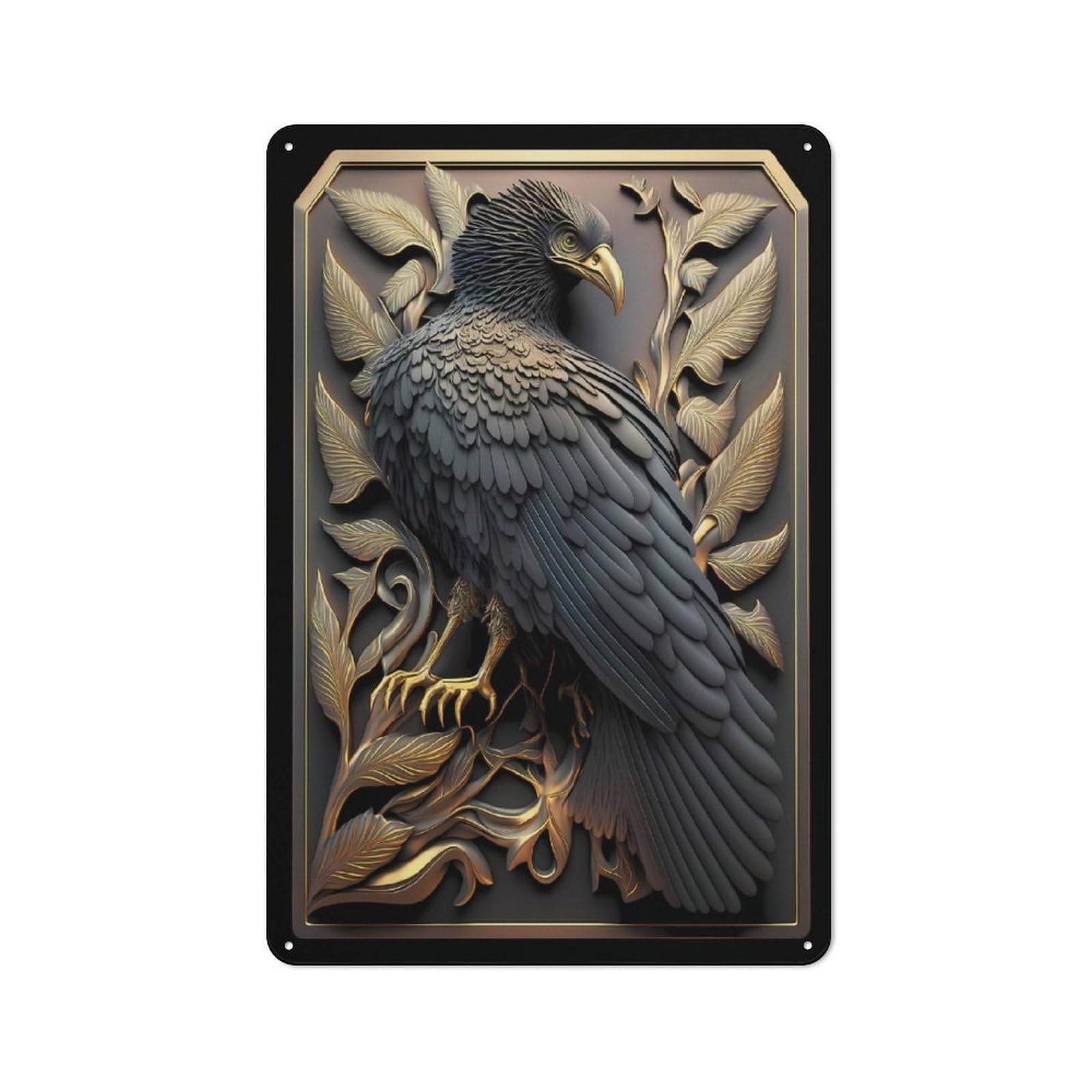 Mighty Golden Eagle Metal Wall Sign 30x20cm, Retro Decor for Hallway Wall, for Wall Display Collectors
