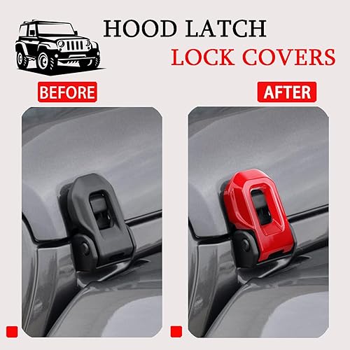Miniatura 5 de JAHIMO Cubierta de soportes de bloqueo de cierre de bisagra y capó para capó, accesorios exteriores para Wrangler JL JLU 2018-2022, [4 piezas]